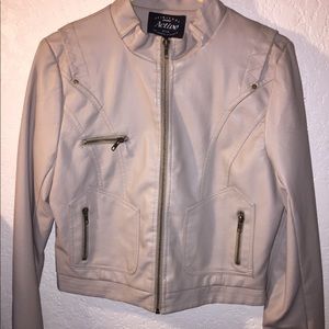Leather cream jacket